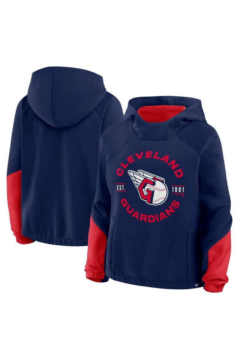 Women's Fanatics Navy Cleveland Guardians Oversized Time to Win Pullover Hoodie, Main, color, Navy