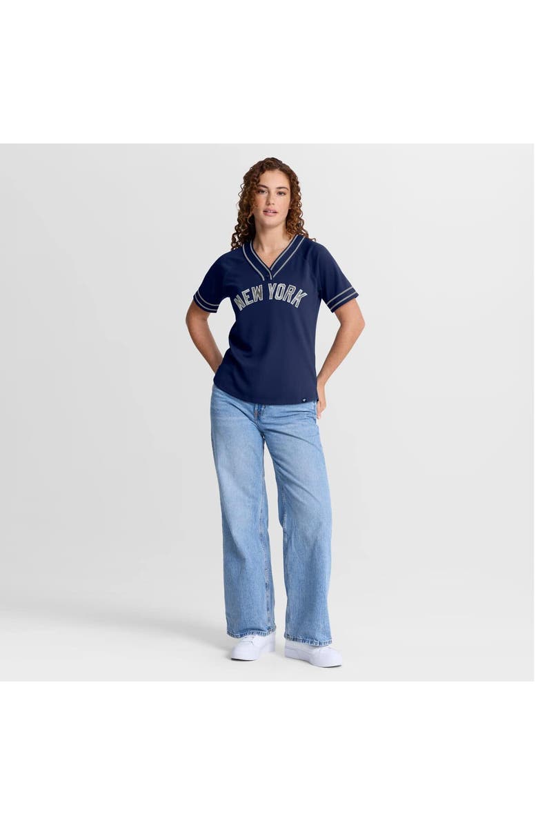 FANATICS Women's Fanatics Navy New York Yankees Diva Race Ahead Raglan V-Neck T-Shirt, Alternate, color, Navy