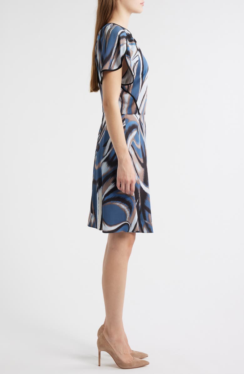 BOSS Swirl Print A-Line Dress, Alternate, color, Blue Jay Swirl
