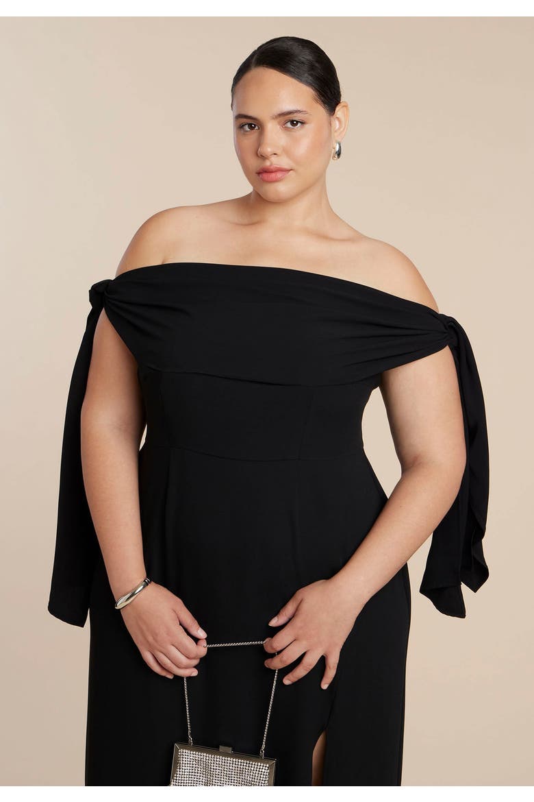 Tie Detail Column Dress, Alternate, color, BLACK ONYX
