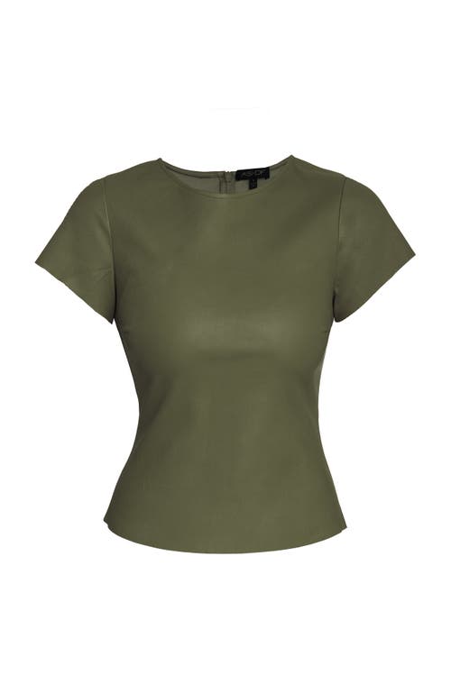 As By Df Brando Stretch Leather Tee In Military Green