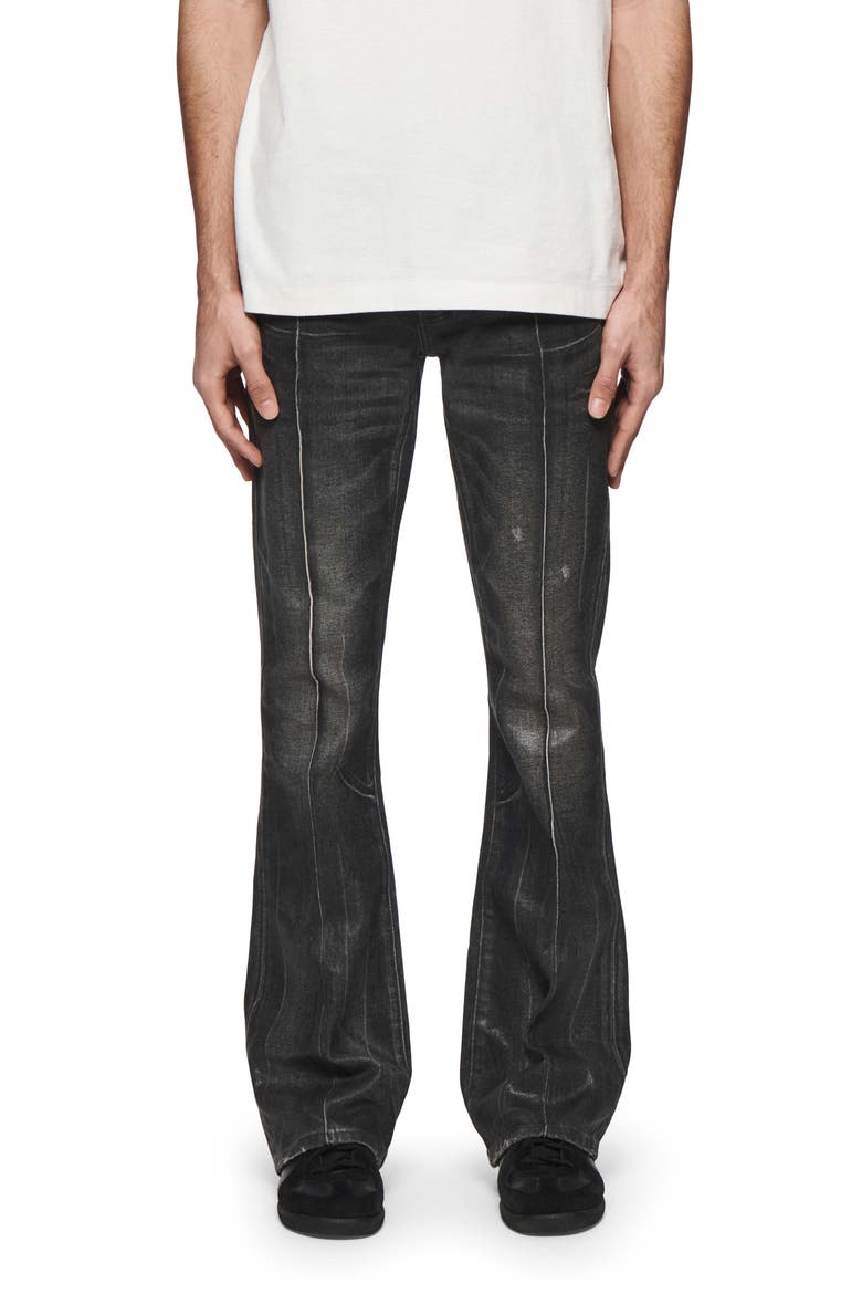 PURPLE BRAND Pintuck Flare Coated Flare Jeans (Men) | Nordstrom