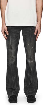 PURPLE BRAND Pintuck Flare Coated Flare Jeans