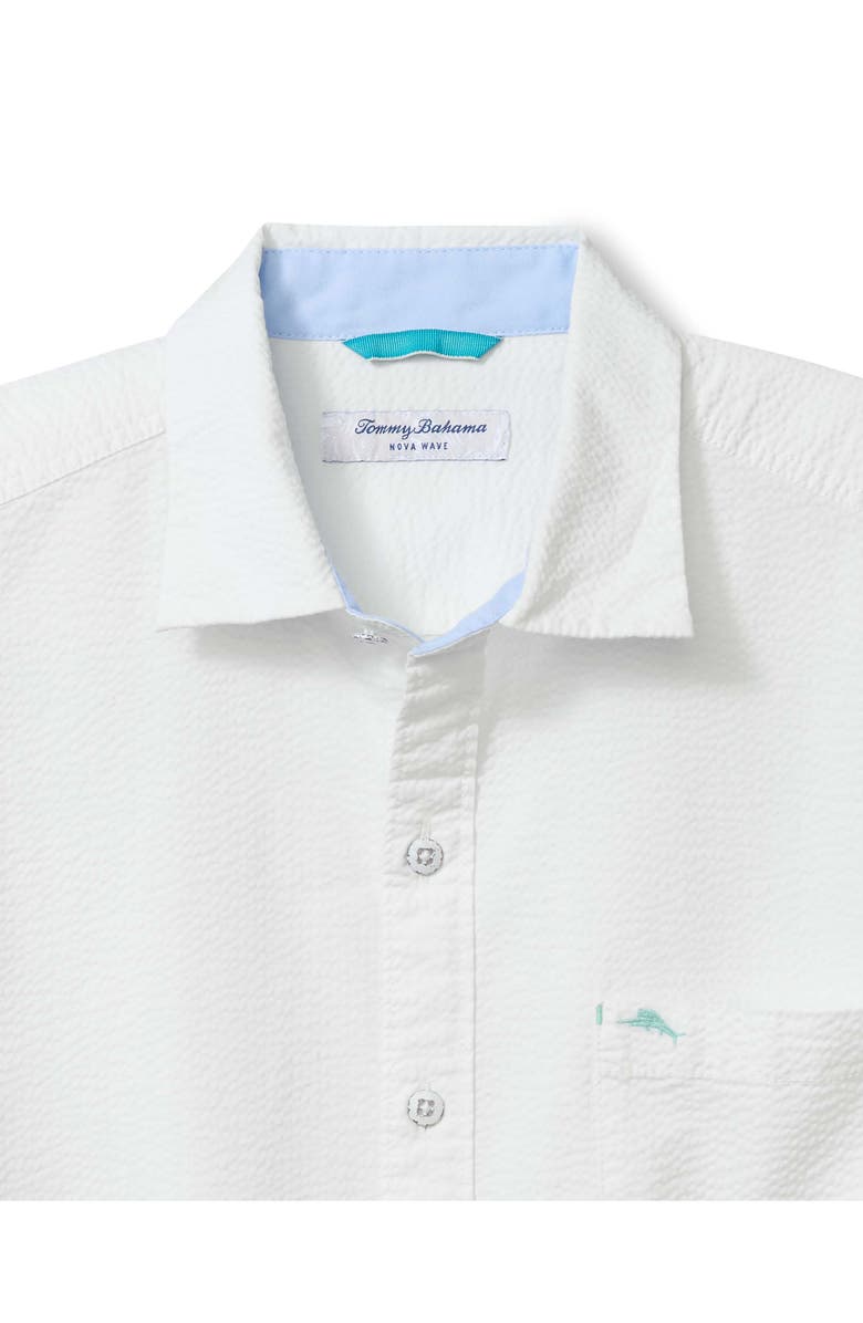 Tommy Bahama Nova Wave Solid Cotton Stretch Seersucker Button-Up Shirt, Alternate, color, White