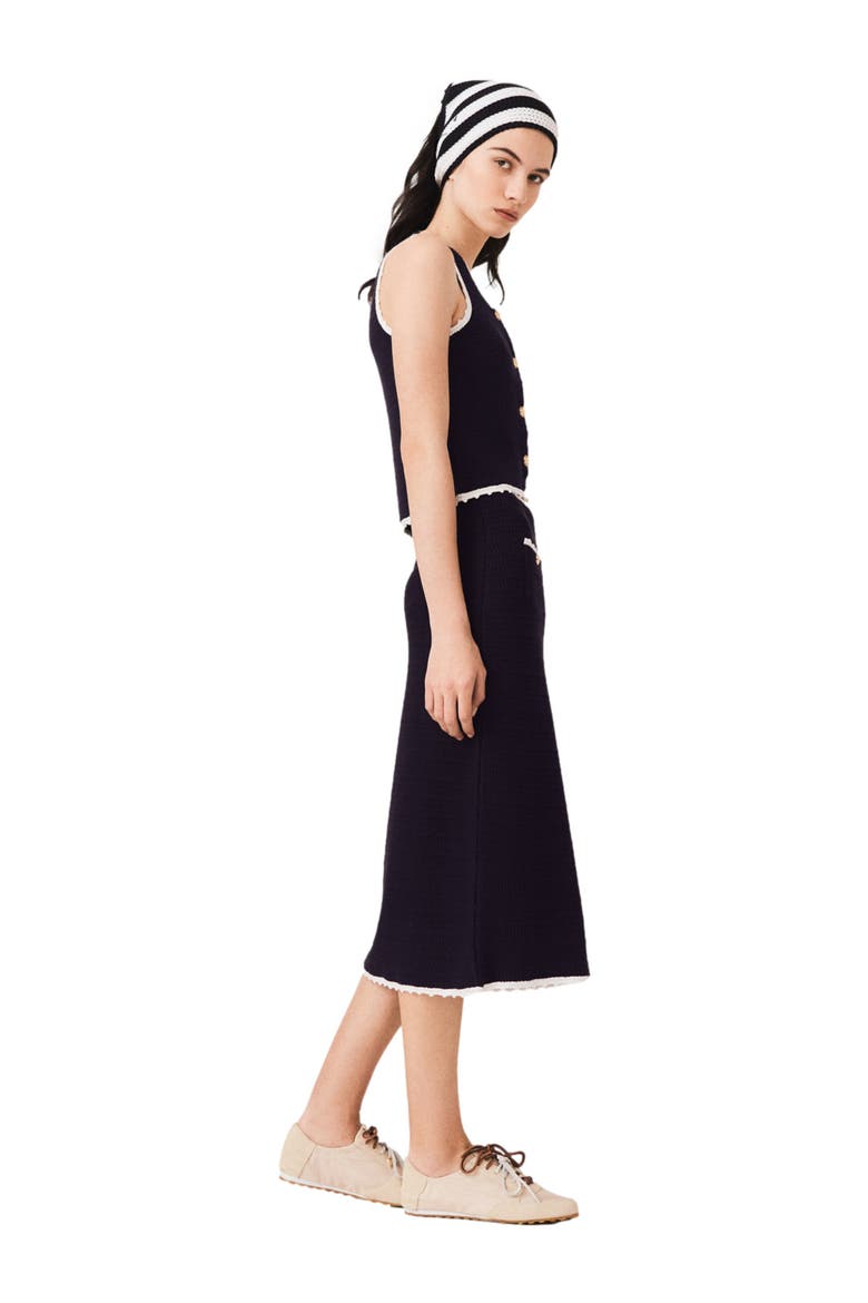 Midi skirt with crochet trim, Alternate, color, Navy