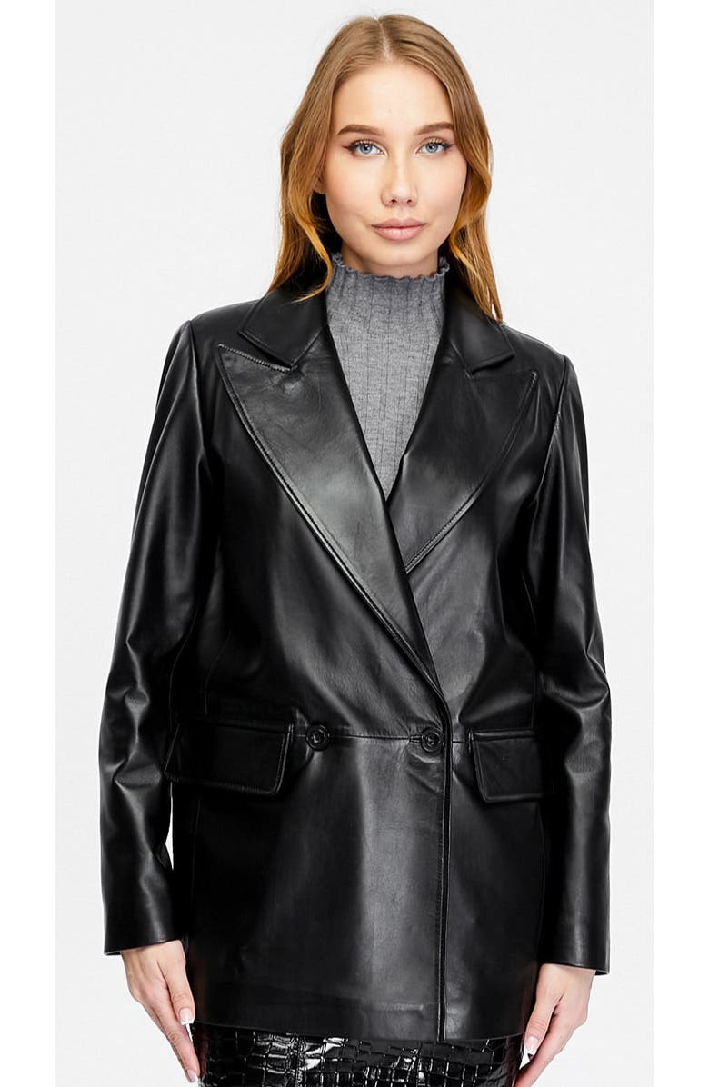 Furniq UK Cassandra Leather Jacket, Alternate, color, Black