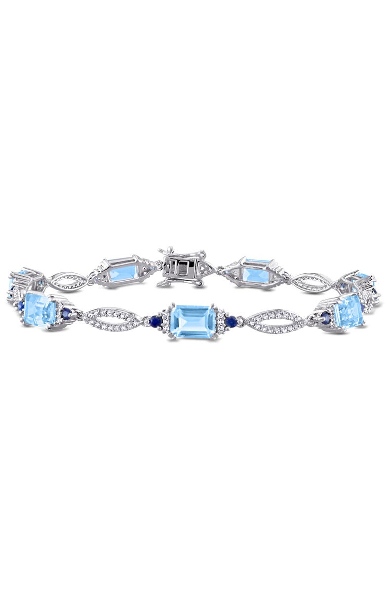 Julianna B. Multi-Gem Elegant Link Bracelet in Sterling Silver, Main, color, Blue Topaz