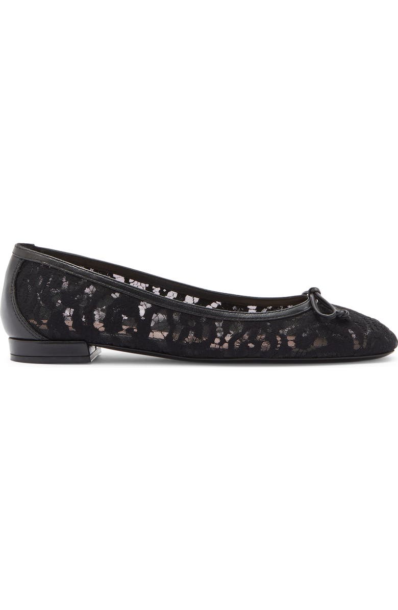Stuart Weitzman Arabella Lace Ballet Flat, Alternate, color, Black