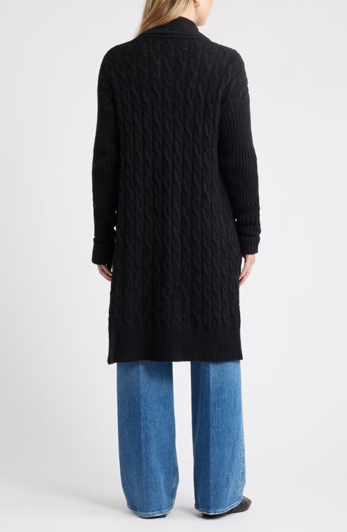 Caslonr Caslon(r) Cable Longline Open Front Cardigan In Black