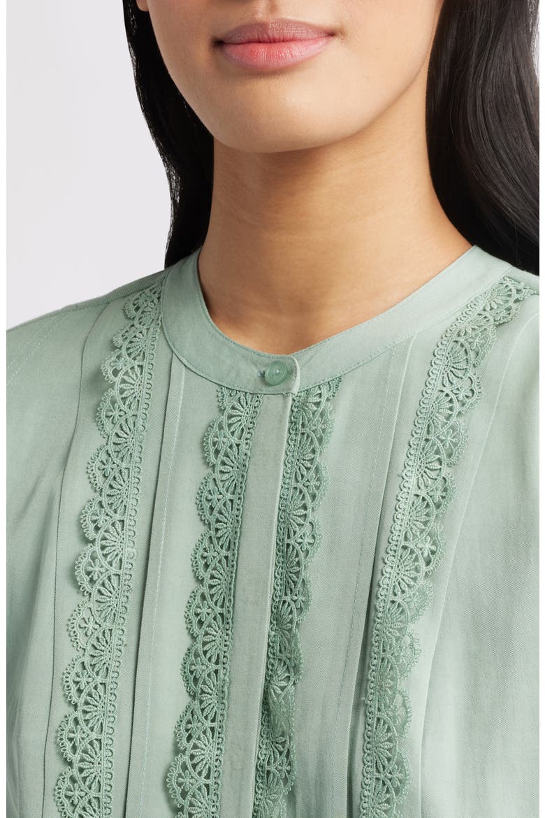 Embellished Cap Sleeve Button-Up Shirt, Alternate, color, VINTAGE JADE