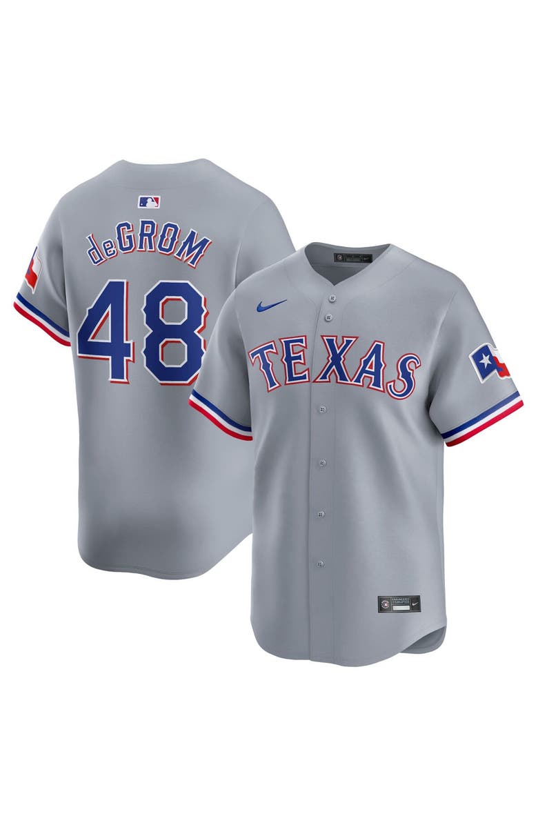 Nike Men's Nike Jacob deGrom Gray Texas Rangers Away Limited Player Jersey, Main, color,