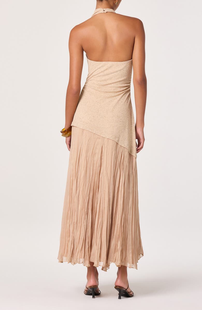 ASTR the Label Inez Cowl Halter Neck Mixed Media Maxi Dress, Alternate, color, Natural