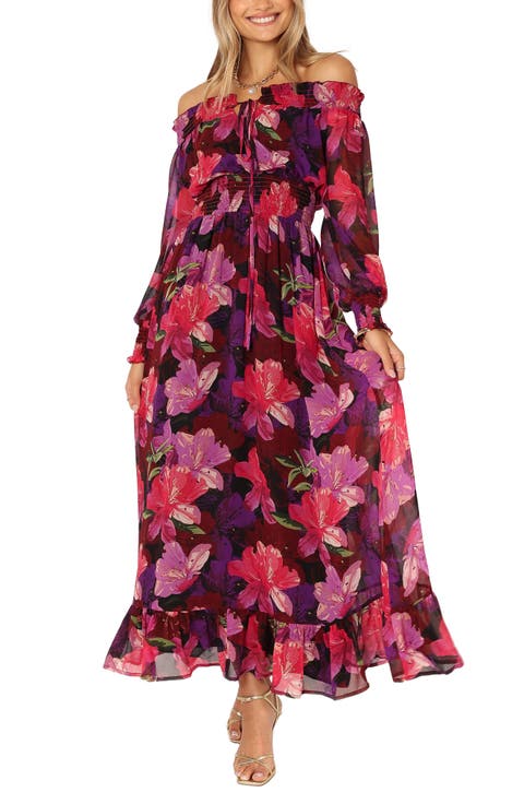 Luanne Floral Off the Shoulder Long Sleeve Maxi Dress