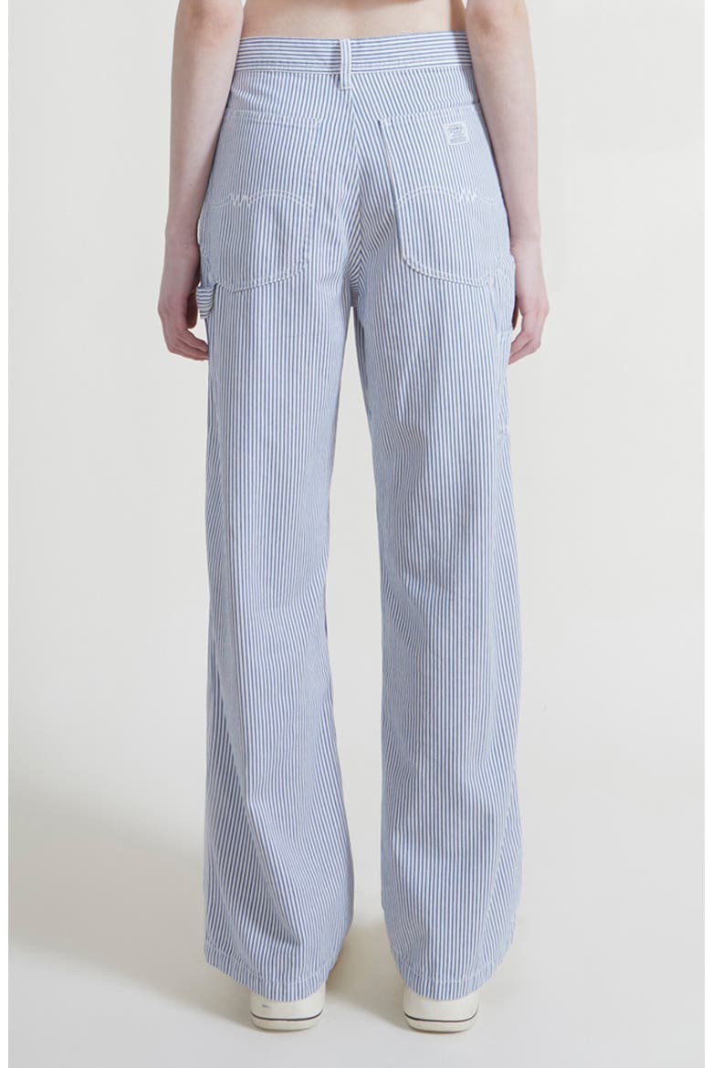 Teri Stripe Wide Leg Carpenter Pants, Alternate, color, ECRU WHITE RAILROAD STRIPE