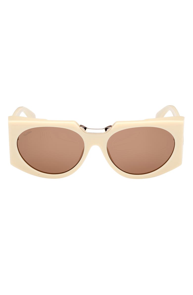 Max Mara 59mm Round Sunglasses, Main, color, Ivory / Brown