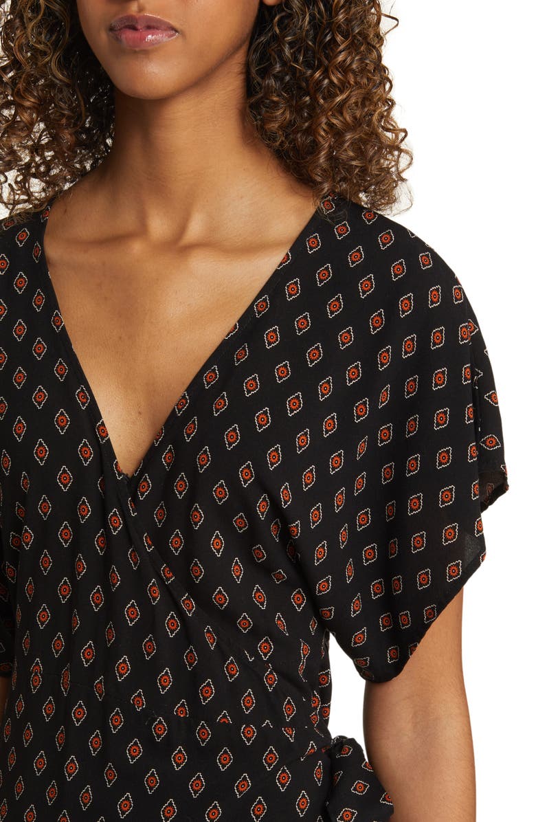 Rip Curl Pacific Dreams Short Sleeve Maxi Wrap Dress, Alternate, color, 