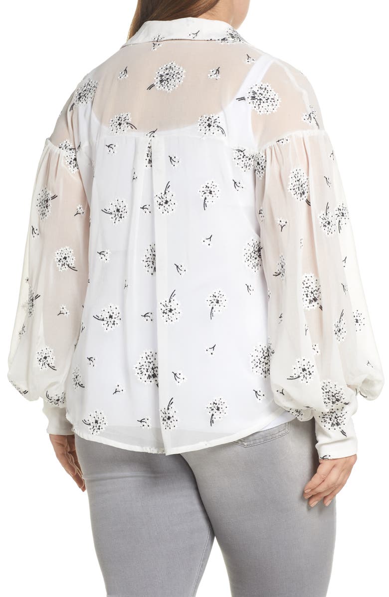 ELVI The Dandelion Conversational Embroidered Blouse, Alternate, color, White