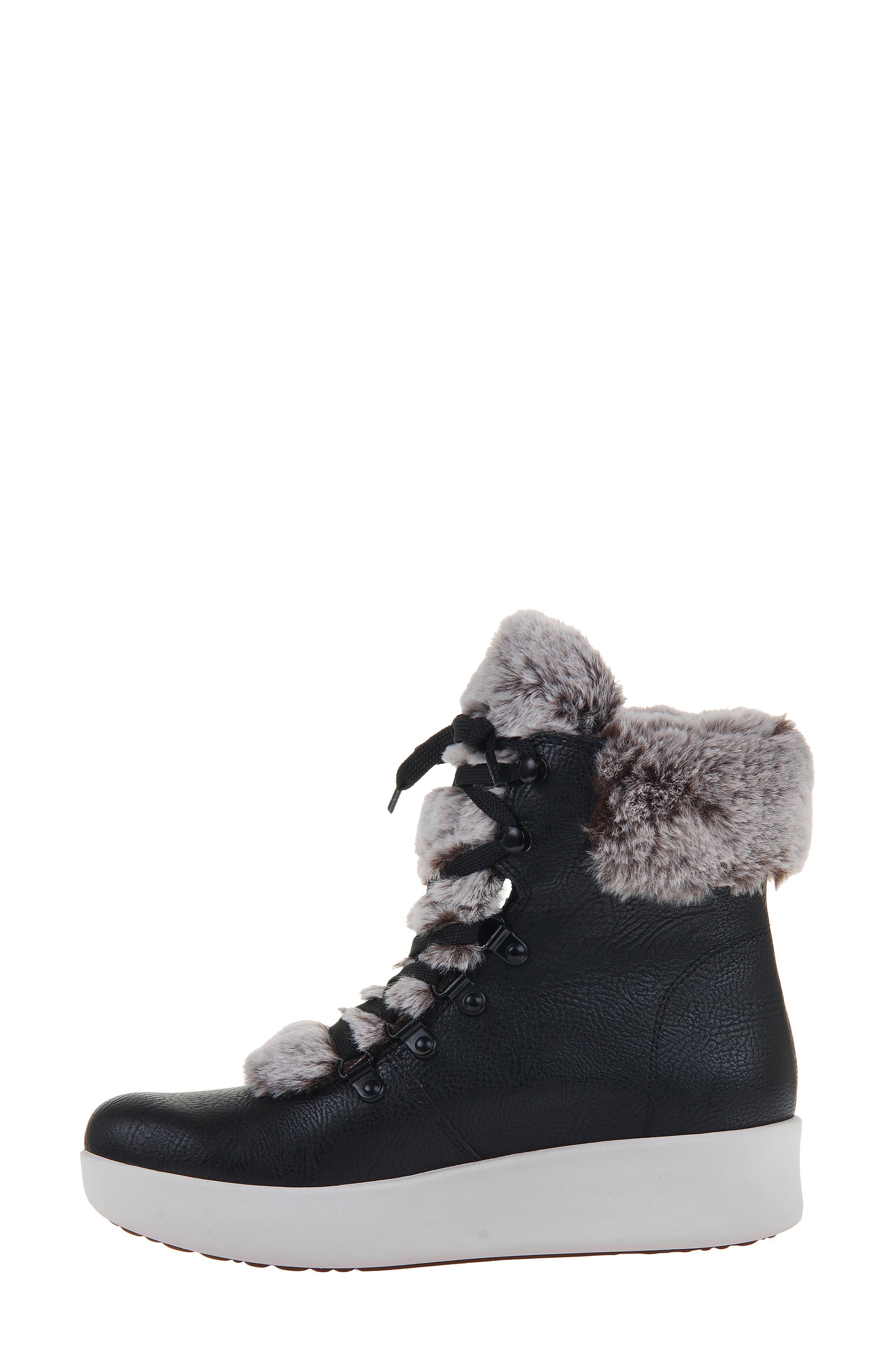 Roam Faux Fur Water Resistant Platform Boot, Alternate, color, BLACK FAUX LEATHER