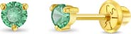 In Season Jewelry 14k Three Pronged Emerald Girl Earrings