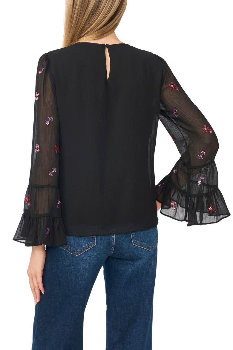 Beaded Ruffle Cuff Top, Alternate, color, RICH BLACK