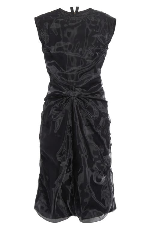 Maison Margiela Gestural Cutting Organza & Stretch Wool Midi Dress In Black