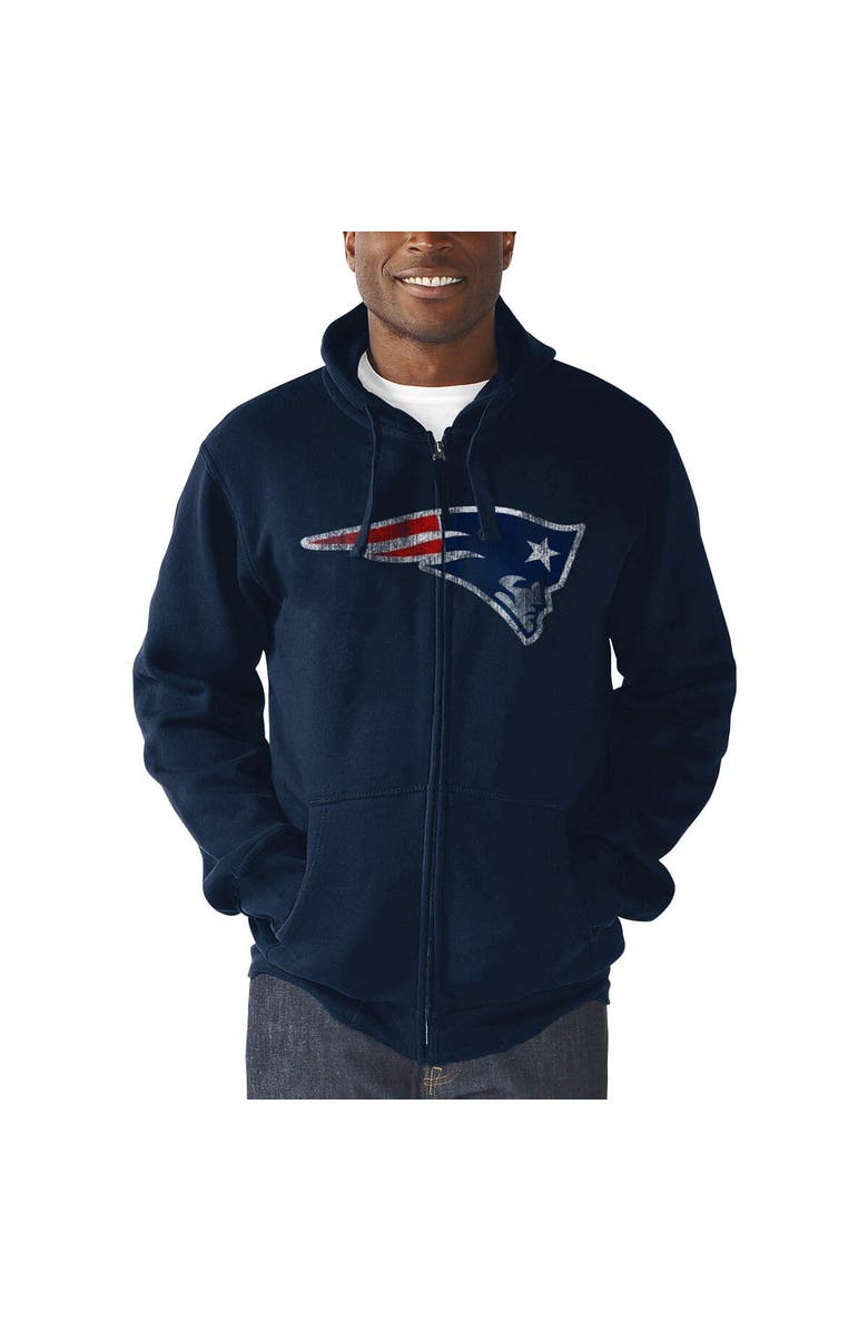 STARTER Men's G-III Sports by Carl Banks Navy New England Patriots Primary Logo Full-Zip Hoodie, Alternate, color, 