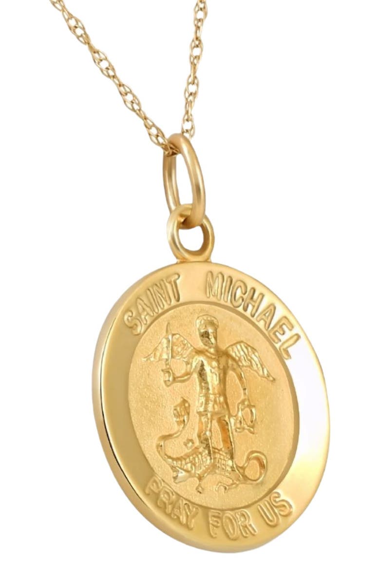 Bliss Diamond 14k  Gold St. Michael Medal Pendant .5" Tall 1.5 Grams, Alternate, color, 