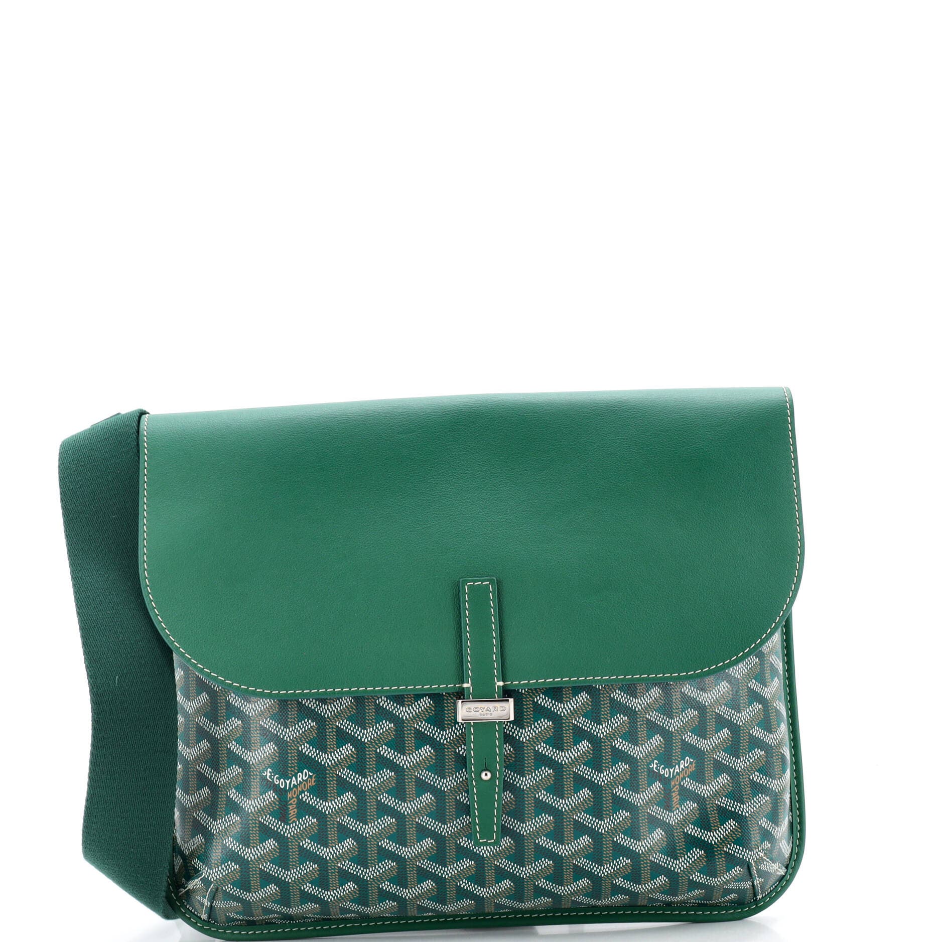 Coursier Messenger Bag Coated Canvas and Leather, Main, color, Green