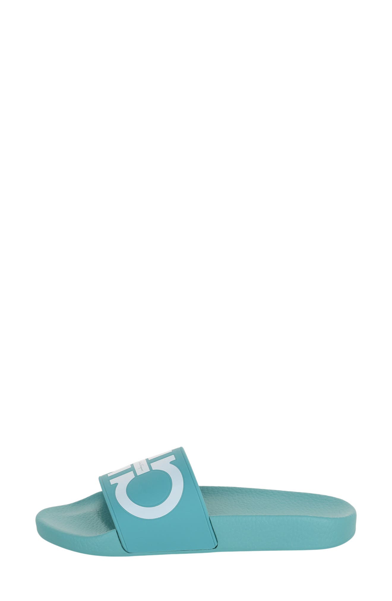 FERRAGAMO Groovy Gancini Slide Sandal, Alternate, color, Blue