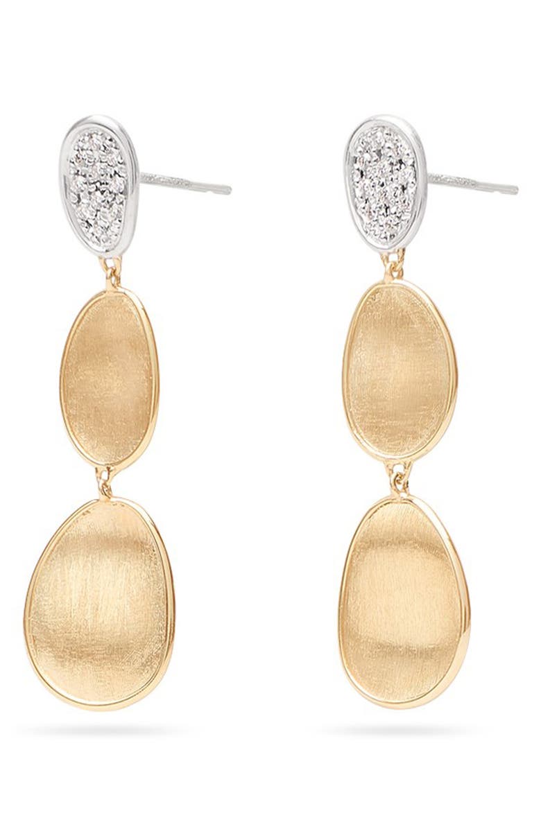 Marco Bicego Lunaria Diamond Drop Earrings, Alternate, color, Yellow Gold