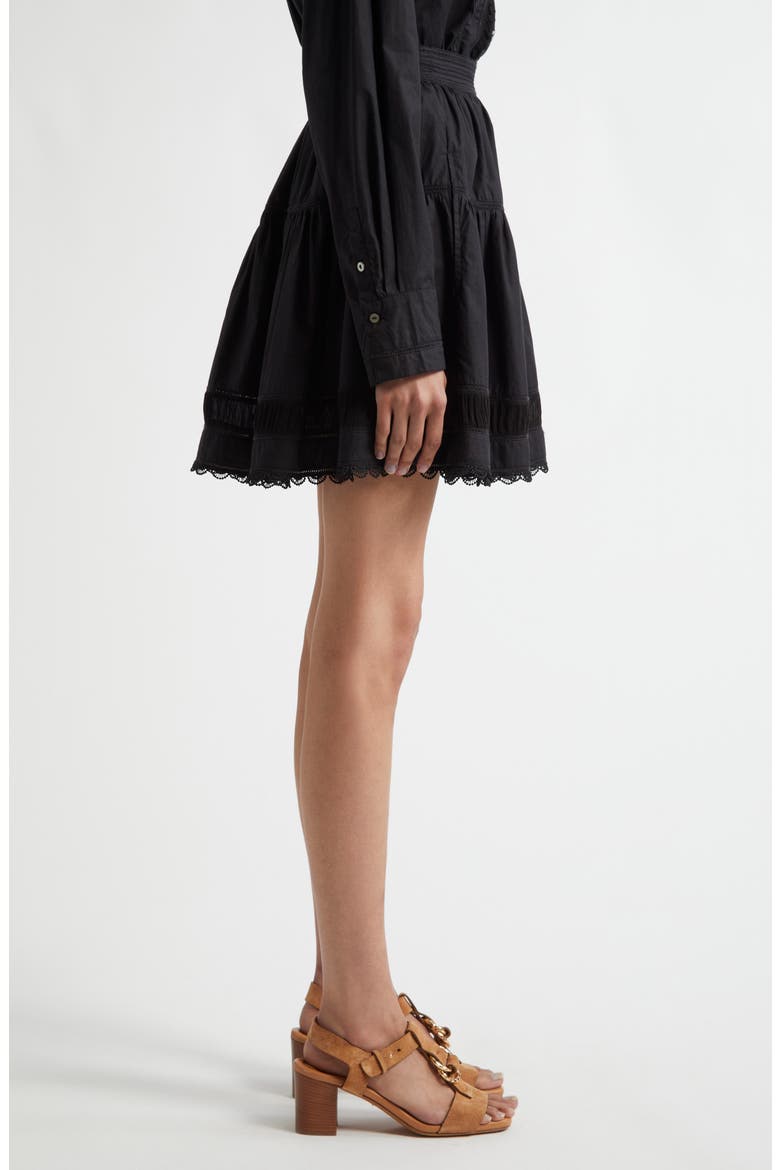 Ayla Tiered Cotton Skirt, Alternate, color, NOIR