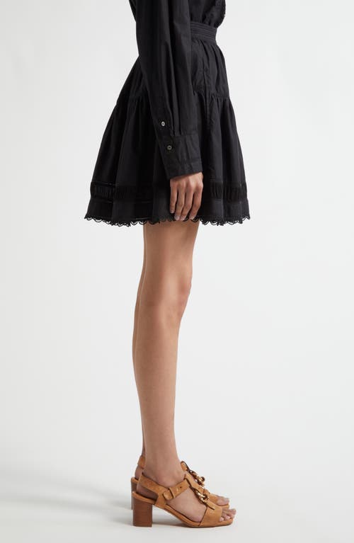 Ulla Johnson Ayla Tiered Cotton Skirt In Noir