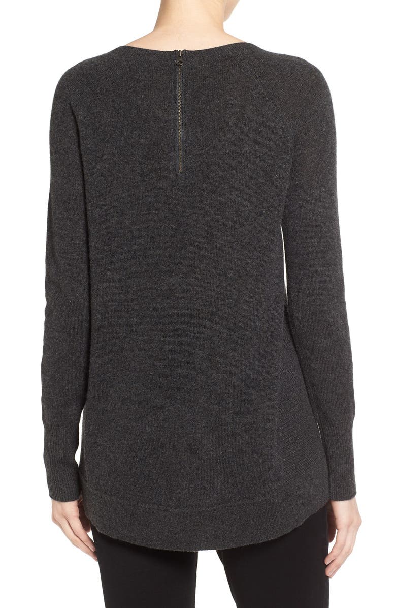 Halogen<sup>®</sup> Zip Back Crewneck Cashmere Sweater, Alternate, color, 