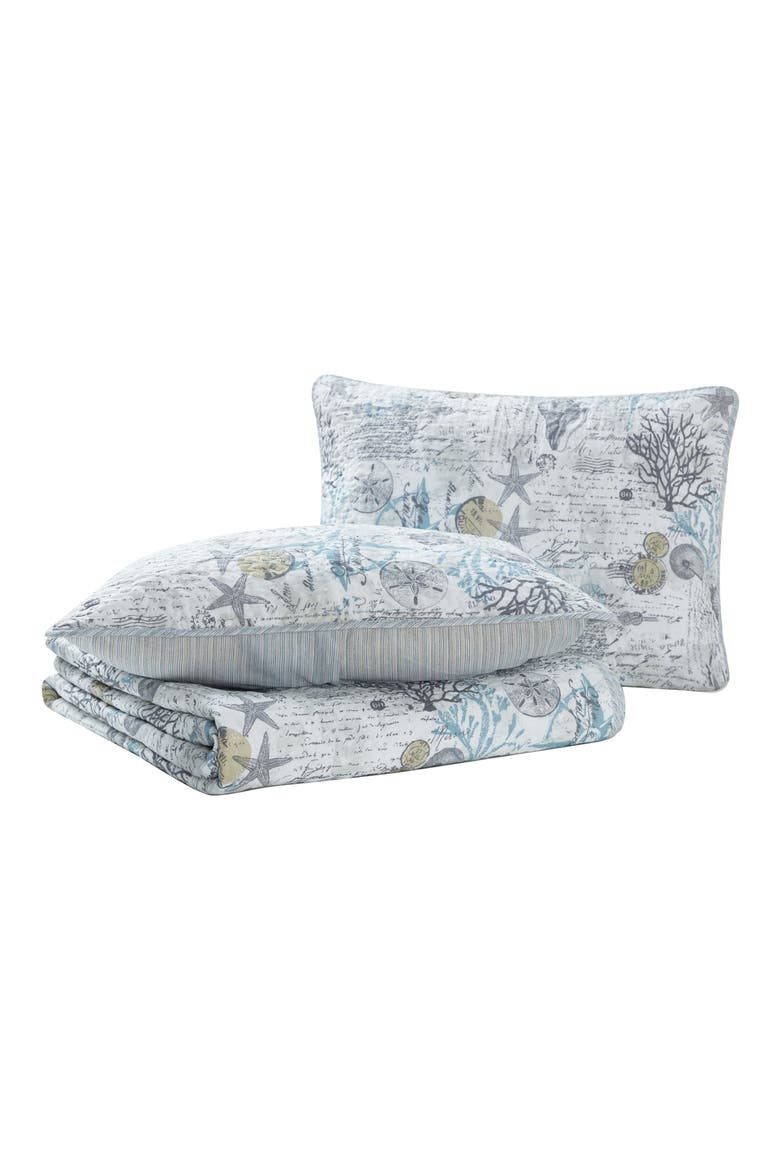 Beach Bliss Cotton Quilt & Sham Set, Main, color, PELICAN GREY