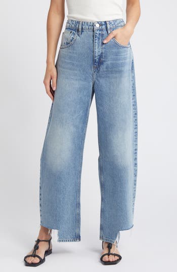 Frame Long Barrel Released Inside Step Fray Jeans Divine In Divine