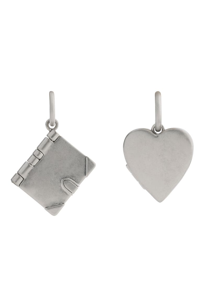 Runway Heart & Envelope Locket Drop Earrings, Alternate, color, ANTIQUE SILVER