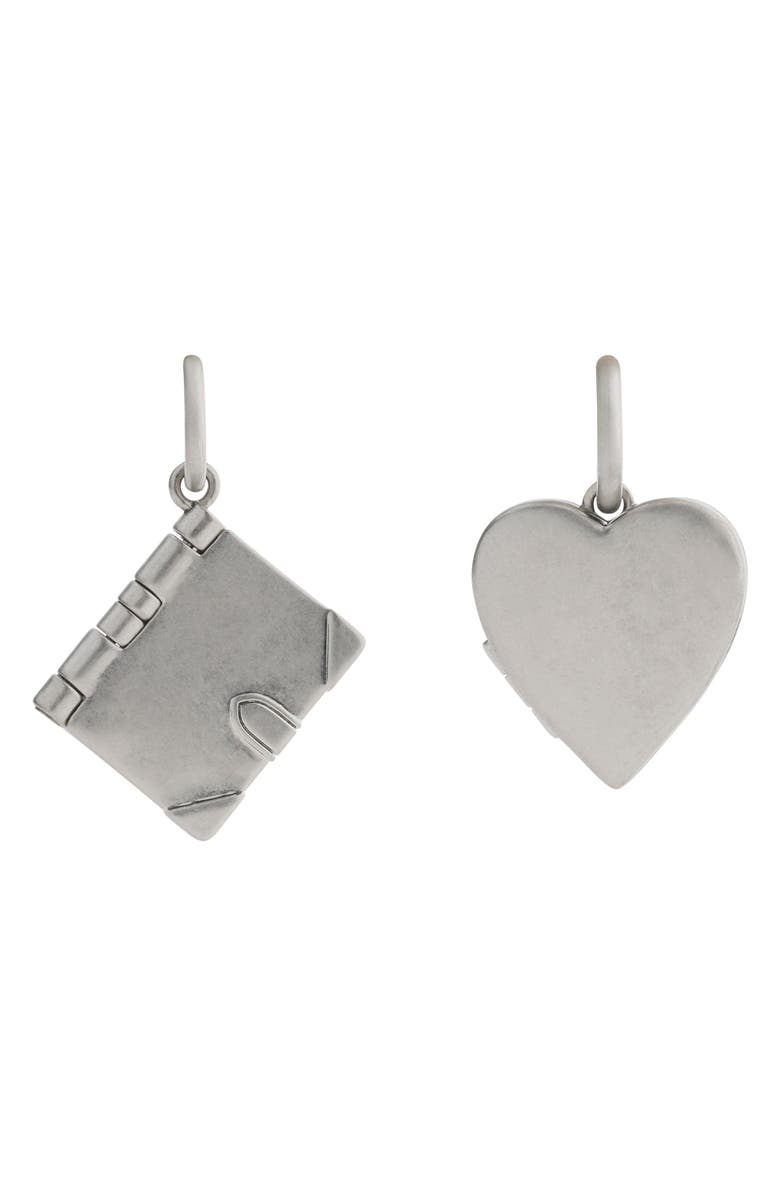 COACH Runway Heart & Envelope Locket Drop Earrings, Alternate, color, Antique Silver
