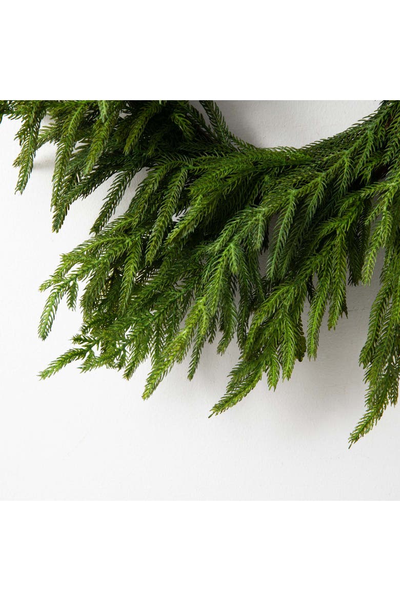 Real Touch Norfolk Pine Front Door Christmas Holiday Winter Wreath, Alternate, color, Green 24"