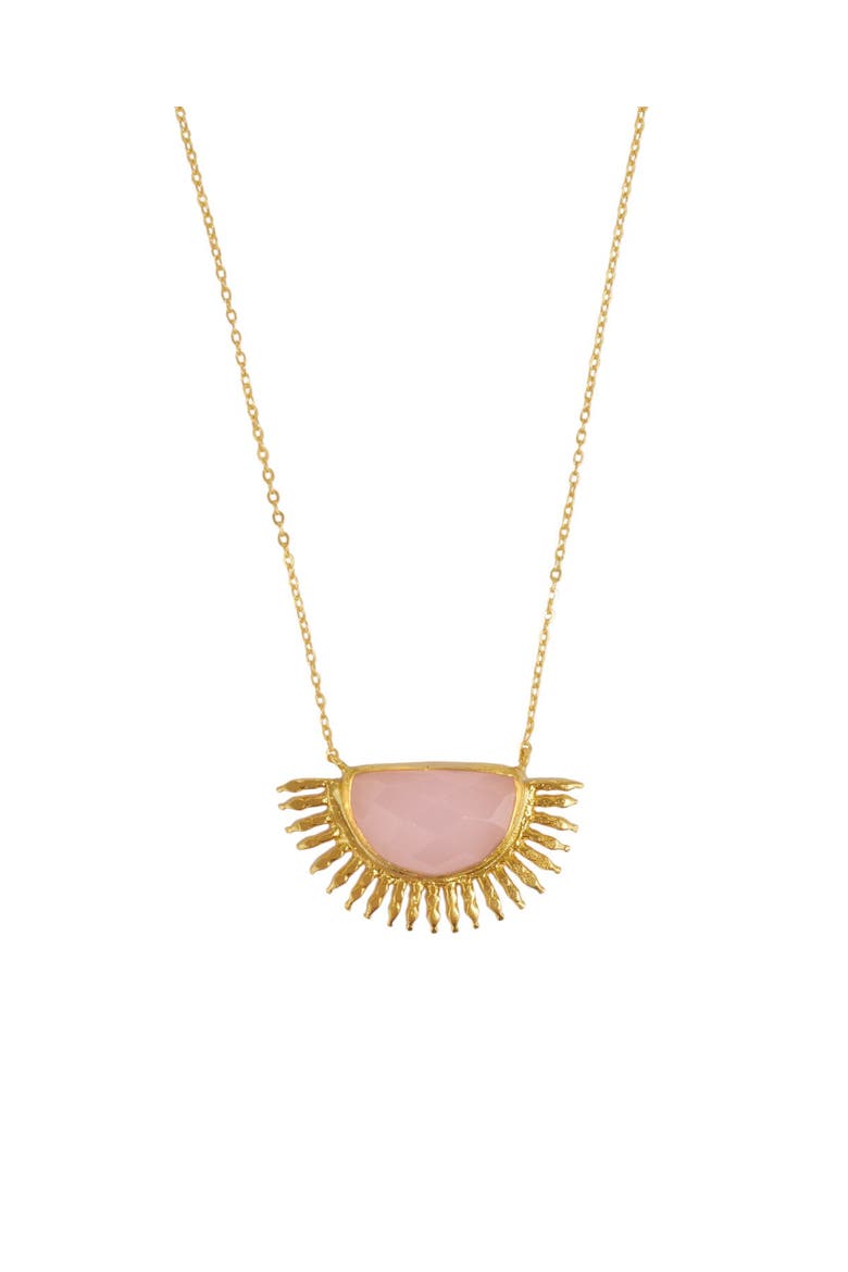 Sunrise Rose Quartz Pendant Necklace, Alternate, color, Gold