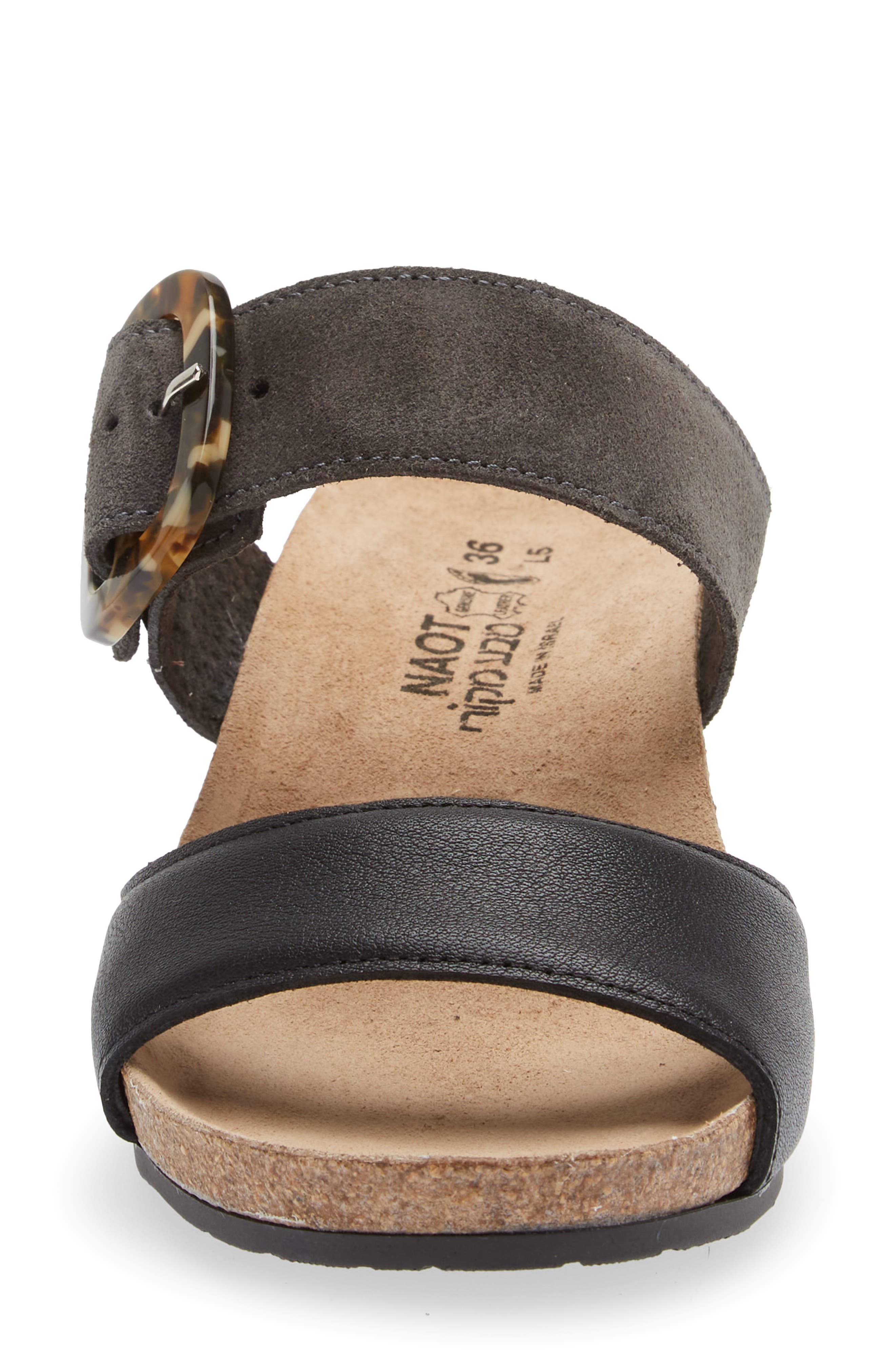 Naot Kingdom Wedge Slide Sandal, Alternate, color, Black Leather/Midnight Suede