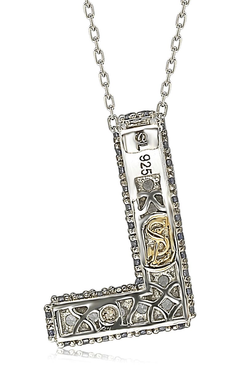 SUZY LEVIAN Sterling Silver Lab Created White & Blue Sapphire Accent Initial Pendant Necklace, Alternate, color, Blue-L