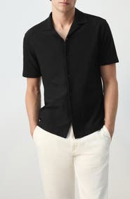 MANGO Regular Fit Short Sleeve Textured Button-Up Shirt