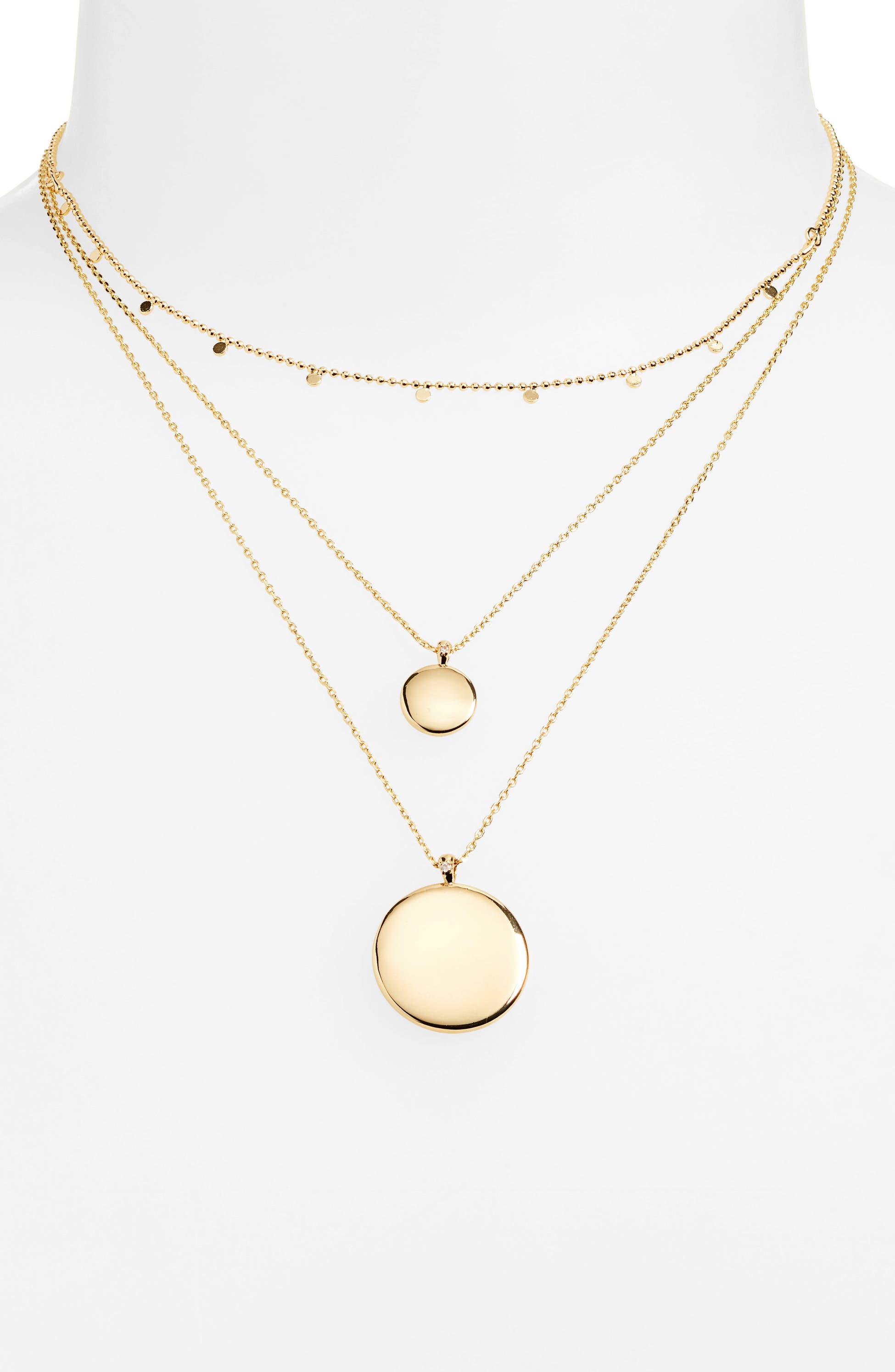 Set of 3 Disc Pendant Necklaces