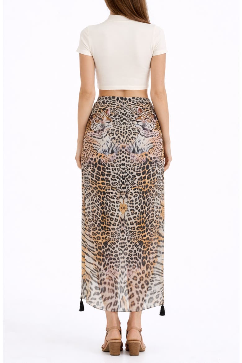 Animal Print Long Sarong, Alternate, color, BROWN