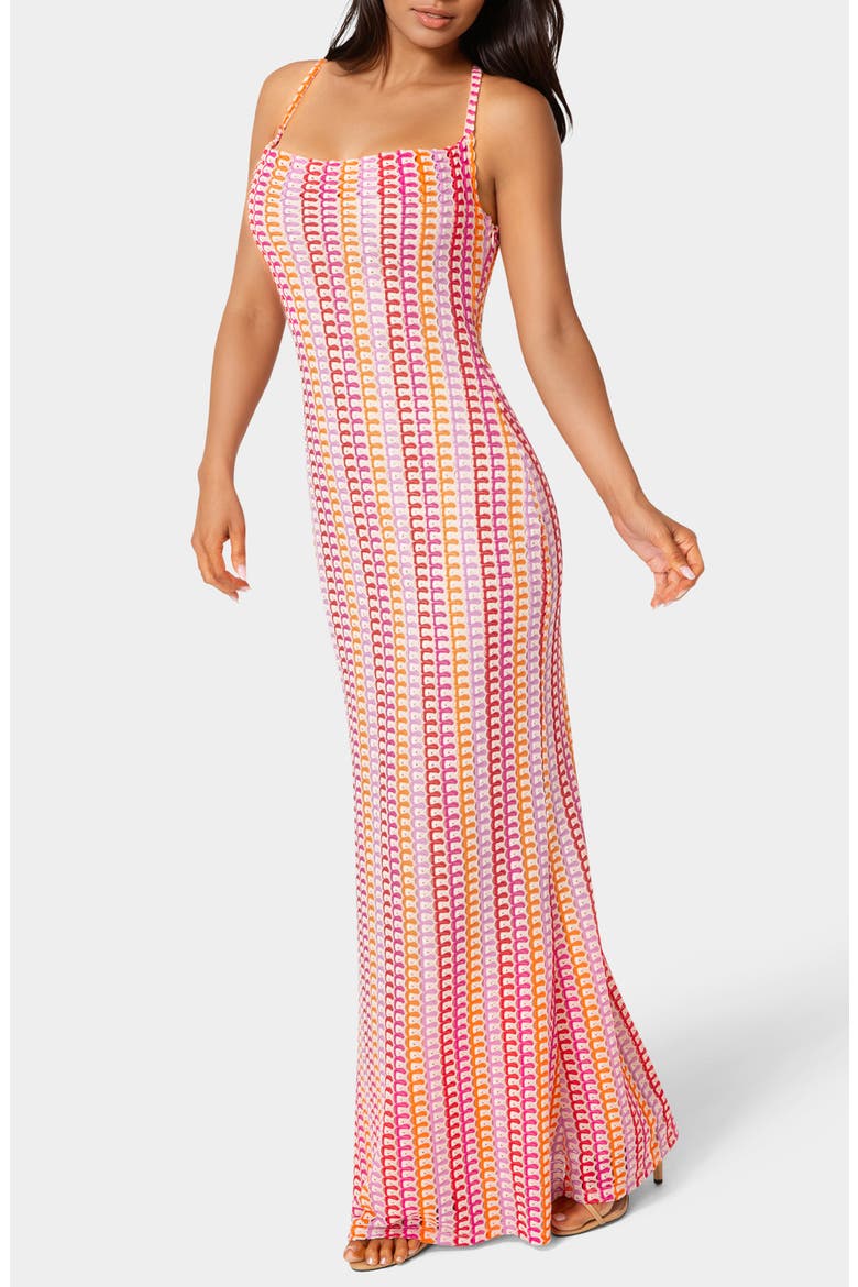 Knit Maxi Halter Dress, Alternate, color, WHITE MULTI