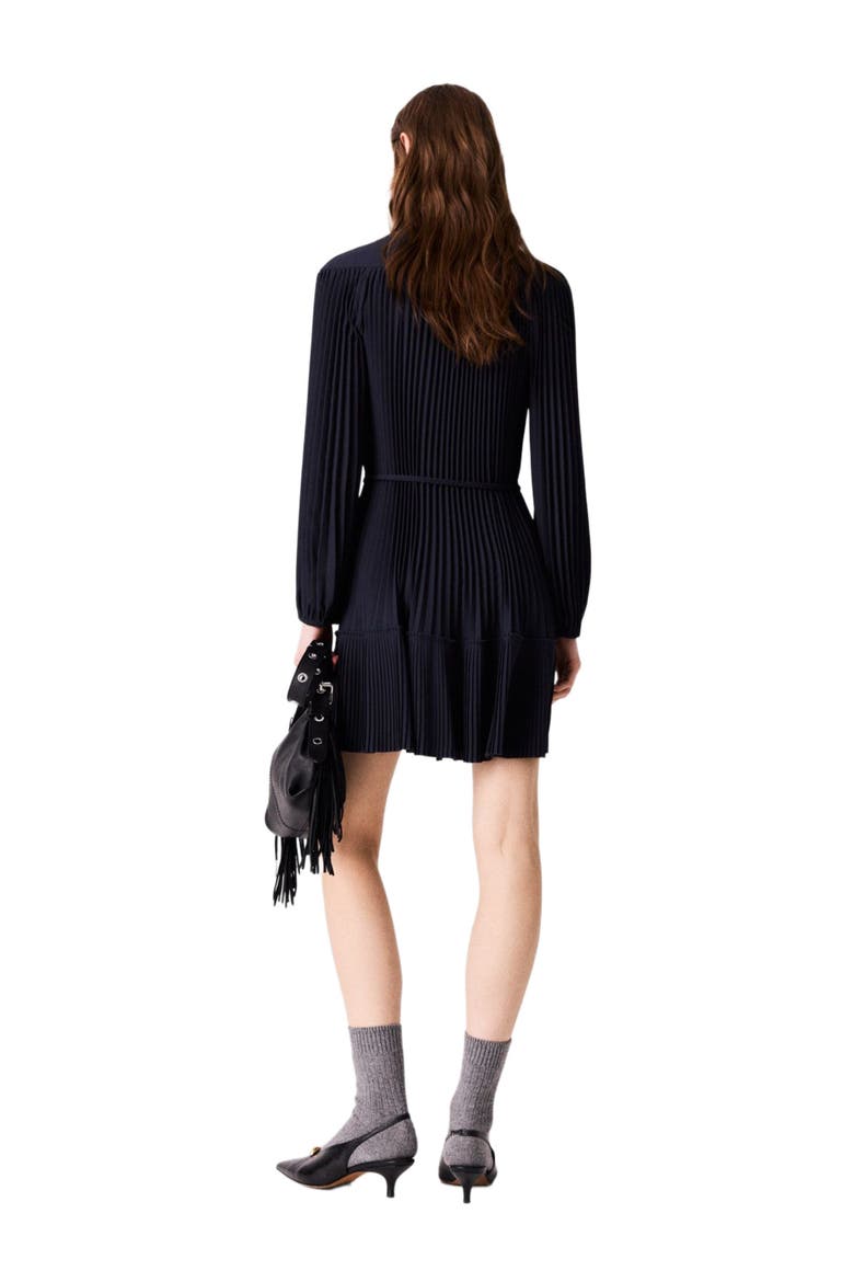 Short pleated dress, Alternate, color, Navy