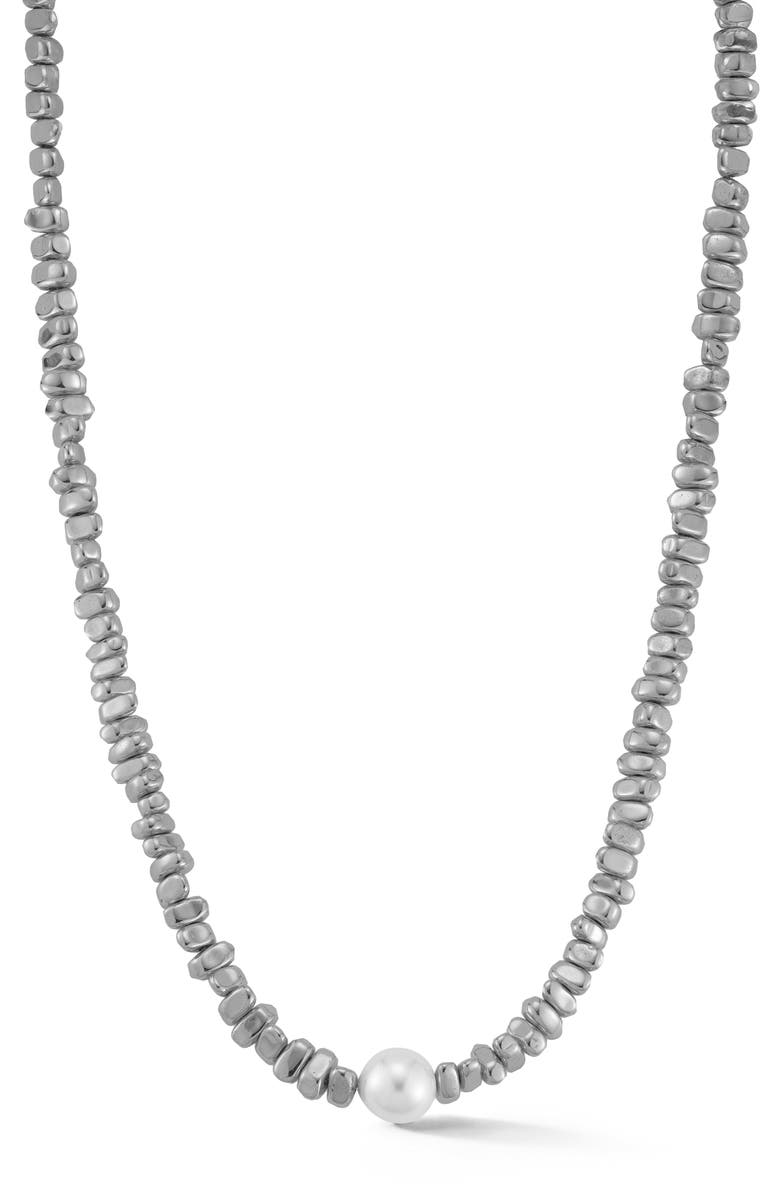 GLAZE JEWELRY Nugget Bead & Faux Pearl Necklace, Main, color, 