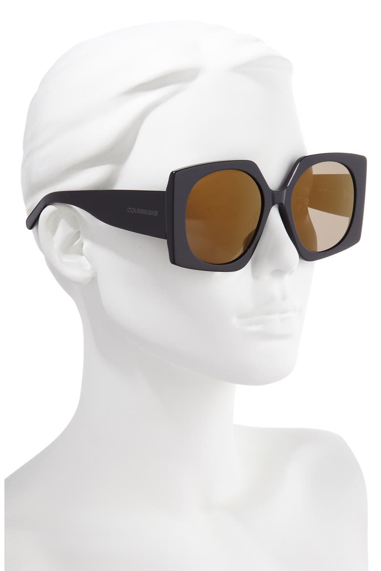 COURREGES 56mm Square Sunglasses, Alternate, color, BLACK/ LIGHT BLUE