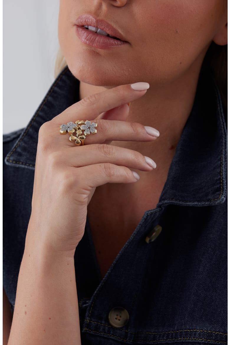 Lierren Flower Diamond Cluster Ring, Alternate, color, YELLOW GOLD