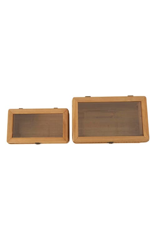 Uma Contemporary Set Of 2 Natural Rattan Boxes In Brown